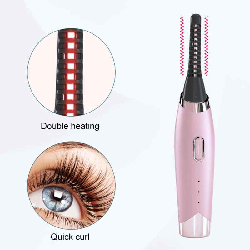 Piega ciglia elettrico riscaldato, piega ciglia elettrico riscaldato a lunga durata, applicatore per piega ciglia, strumenti di bellezza per il trucco.