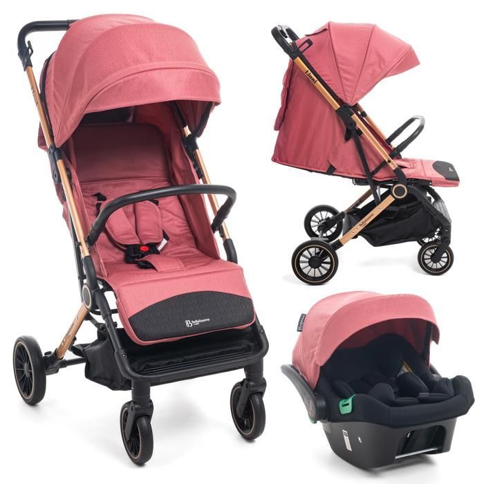 BEBELISSIMO - Passeggino Duo 2 in 1 - Seggiolino auto Lioni 0+ - Dalla nascita - Fino a 22 kg - Borgogna