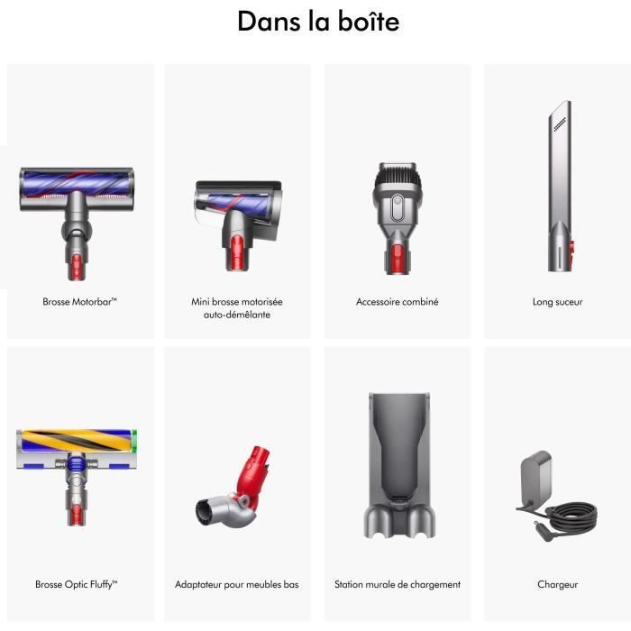 Aspiradora de mano inalámbrica DYSON V12 Detect Slim Absolute - Potencia de 150 AW - Control de potencia - Cepillo con luz integrada