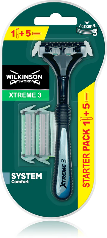 Barbeador híbrido Wilkinson Sword Xtreme 3 + 5 cabeças de reposição.