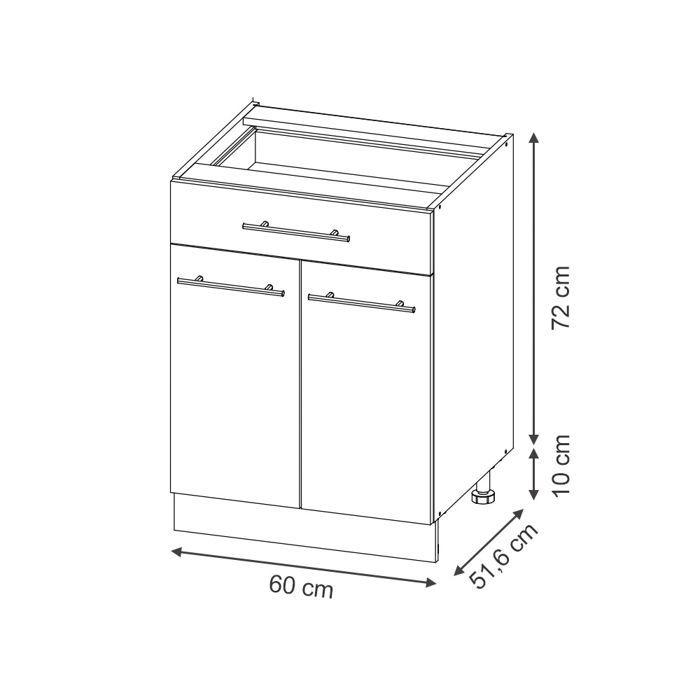 Meuble de salle de bain pour buanderie Bruno 80x64cm avec 2 compartiments Beige Vicco 55188