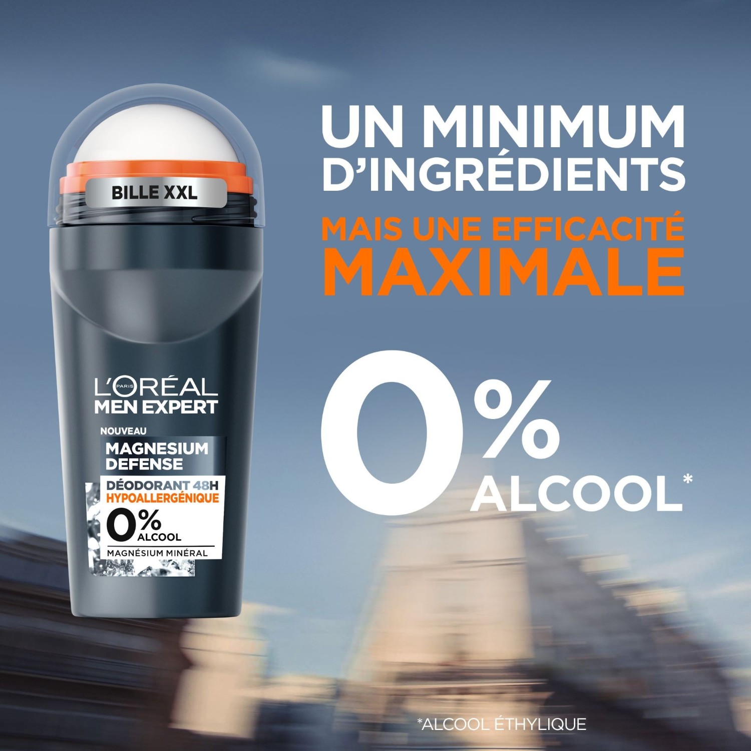 L’Oréal Paris Men Expert Magnesium Defense Déodorant Bille 48h Hypoallergénique 0%