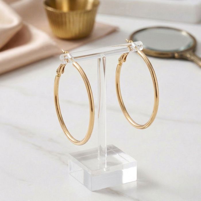 Pendientes de aro - Atemporales - 40 mm - Brazalete - Lisos - Chapados en oro amarillo de 18k - Para mujer