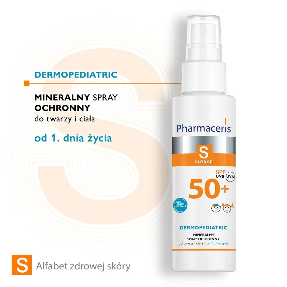 Pharmaceris S Dermopediatric Mineralny spray ochronny do twarzy i ciała SPF50+