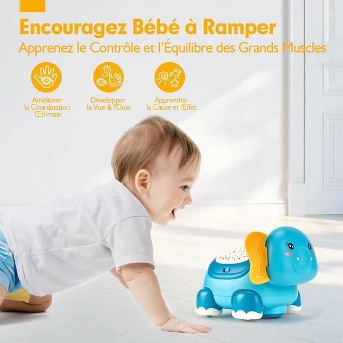 Giocattolo per neonati di 1 anno, gioco Montessori per gattonare per bambini di 1, 2 e 3 anni, giocattolo musicale per neonati con proiettore di luci