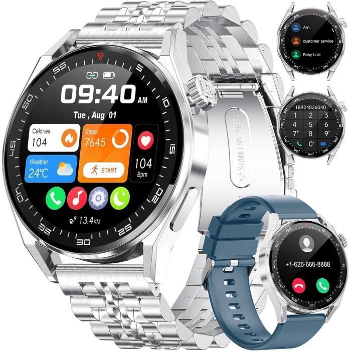 TRAHOO Men's Smartwatch - Bluetooth Calling - 100+ Sports Modes - Wireless Charging - Blood Pressure Monitoring