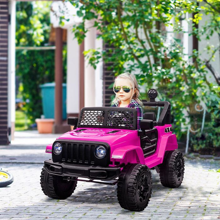 Coche eléctrico infantil HOMCOM - 12 V, 5 km/h máx., mando a distancia, efectos de luz y sonido - PP - 100 x 65 x 72 cm - Rosa