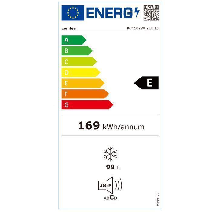 Congelatore a pozzetto Comfee RCC102WH2EU(E), 99 litri - 54,7 x 44,6 x 85 cm - Classe energetica E - 38 dB - LED - Compatto