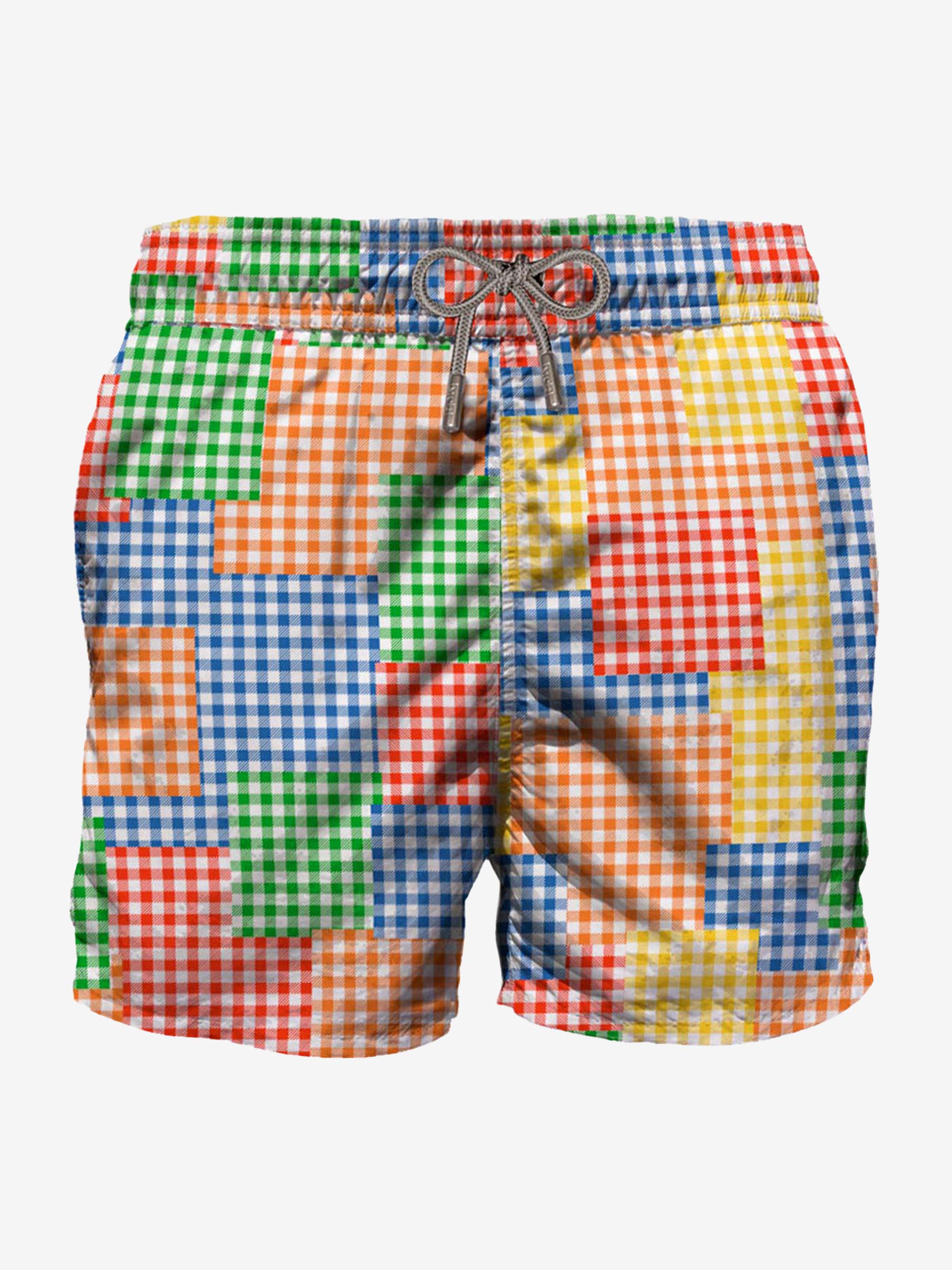 Heren zwempak met veelkleurig ruitjespatroon