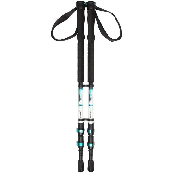 ABBEY Set of 2 Telescopic Trekking Poles - Adjustable from 63 to 135 cm - Blue Green