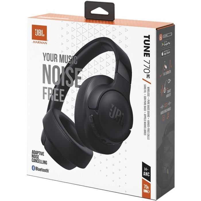 Cuffie wireless Bluetooth JBL Tune 770NC circumaurali con cancellazione adattiva del rumore - Nere