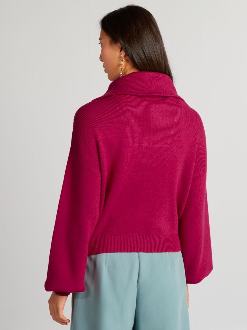 Jersey de cuello alto con cremallera - ROJO