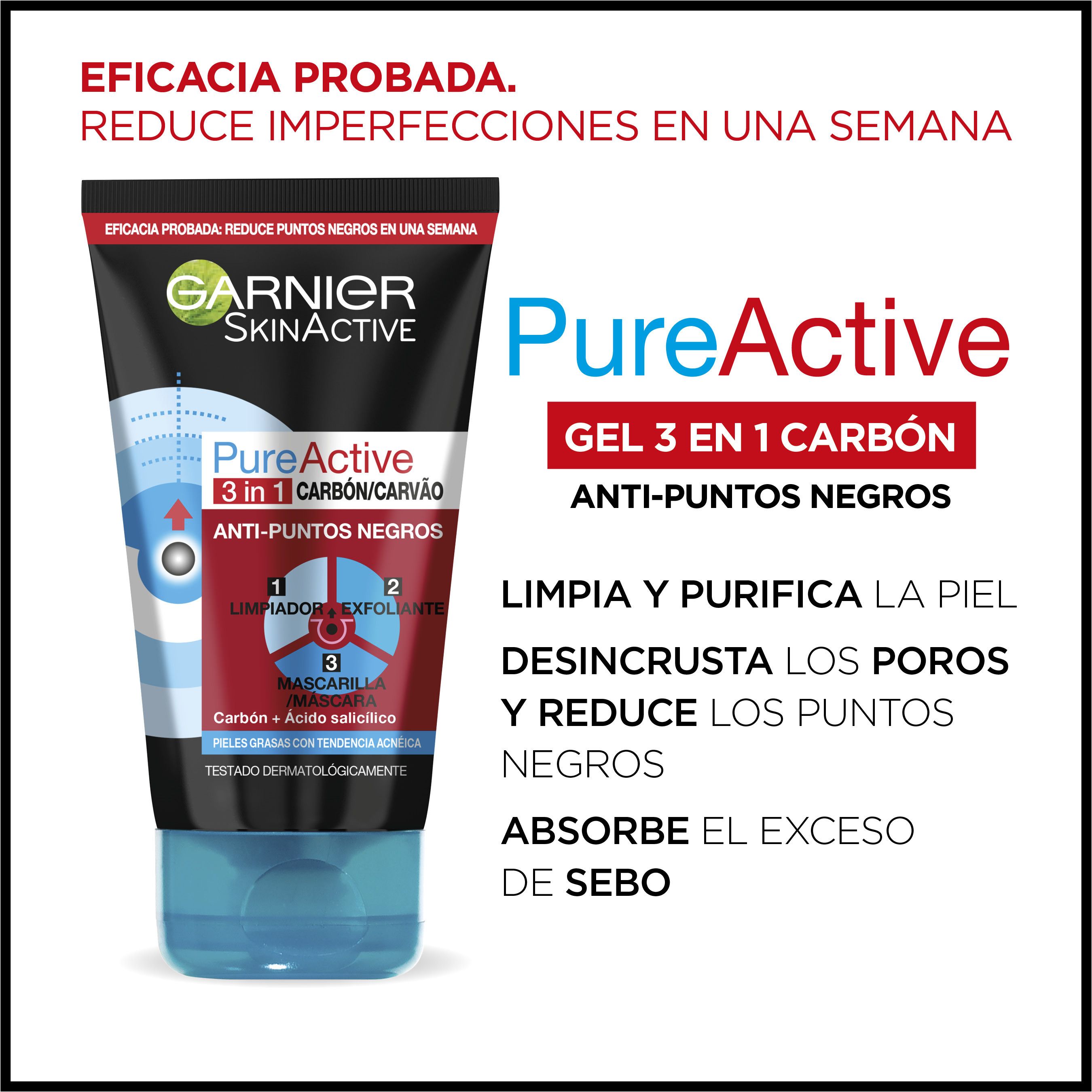 Pure Active 3-u-1 sredstvo za čišćenje s aktivnim ugljenom Čišćenje lica za muškarce