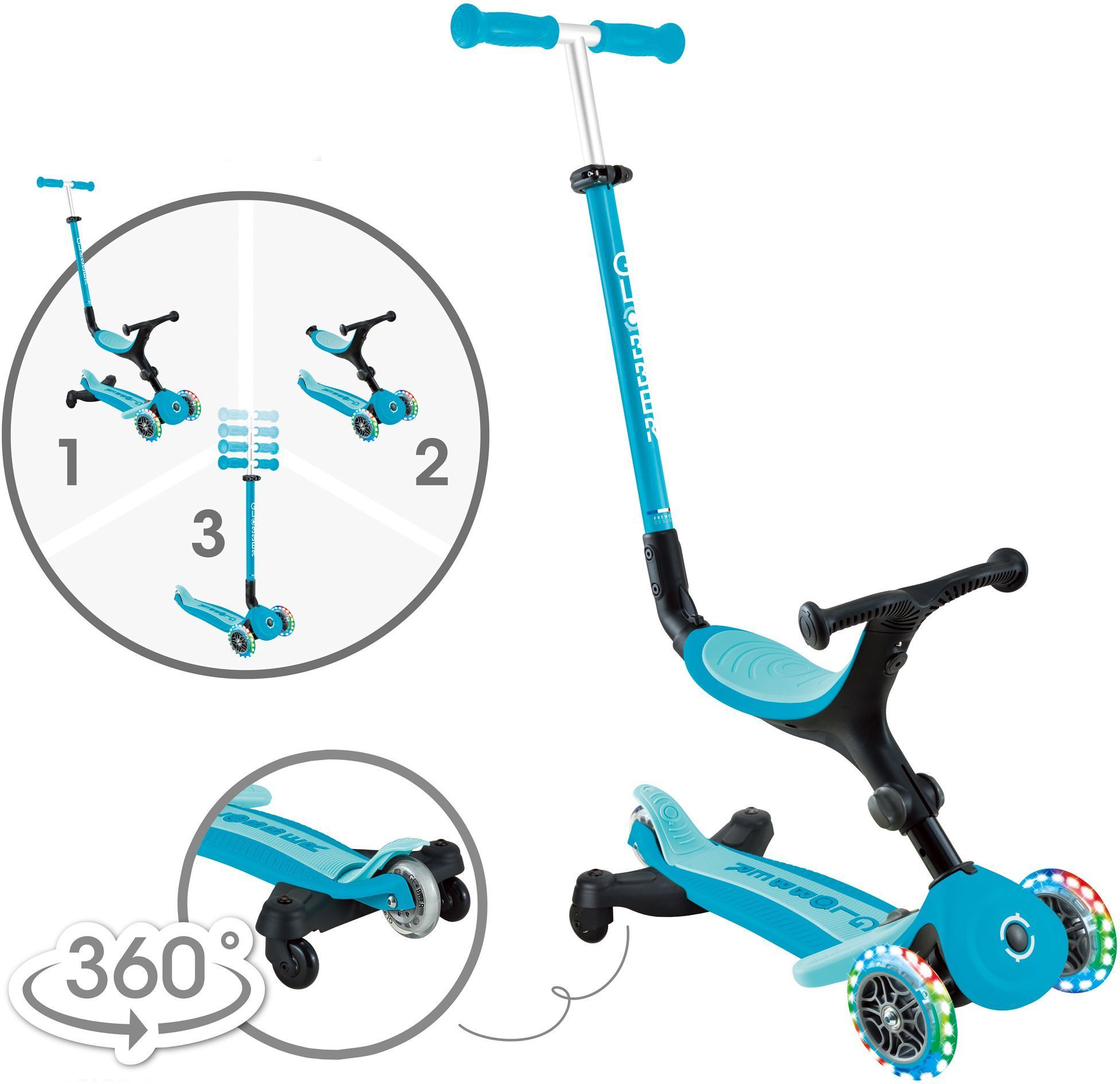 Evolving scooter - GLOBBER - GO UP ACTIVE LIGHT 360° - Water blue