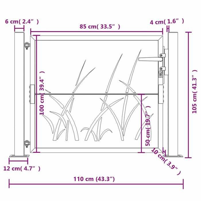 vidaXL Garden Gate, Patio Gate, Security Barrier, Outdoor Terrace Gate, Anthracite 105x105 cm Steel 153167