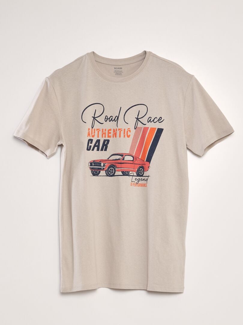 Bedrukt T-shirt - BEIGE