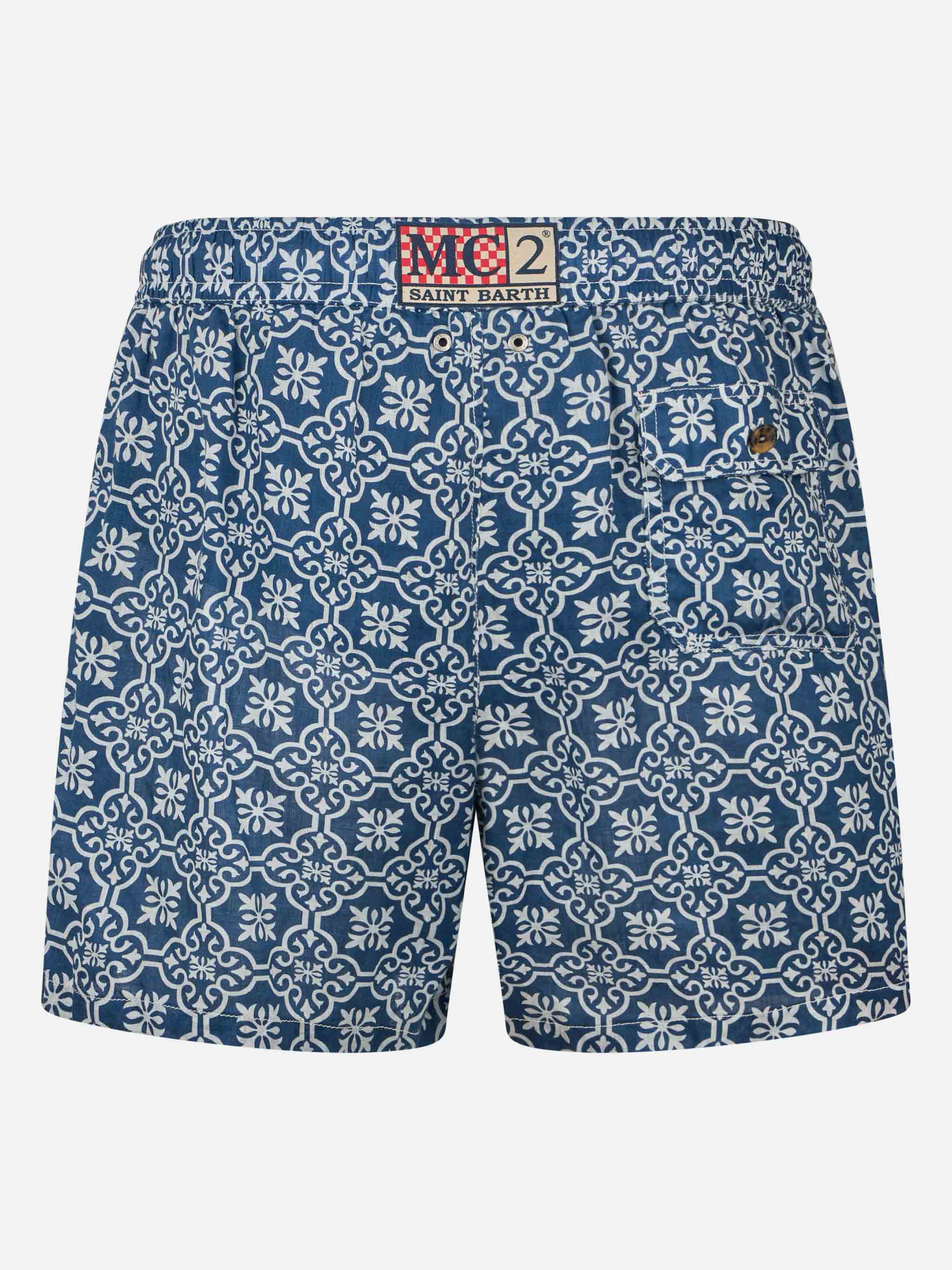 Gustavia Heren Mid-Length Linnen Zwempak met Print M