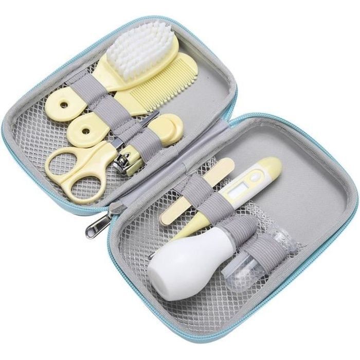 8-Piece Baby Hairbrush Set, Practical Daily Baby Nail Clipper Scissors Comb Manicure Care Kit, Yellow
