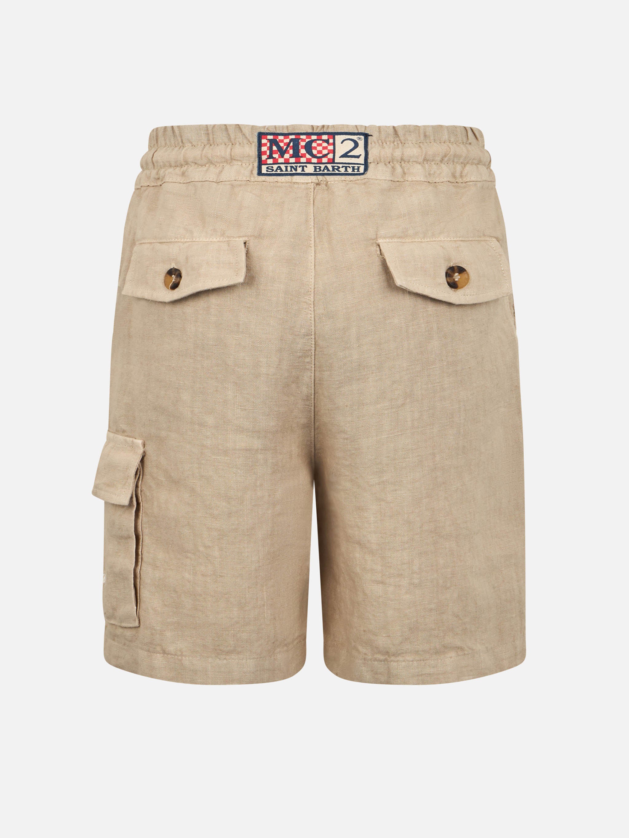 Bermuda da bambino in lino beige Marseille Jr