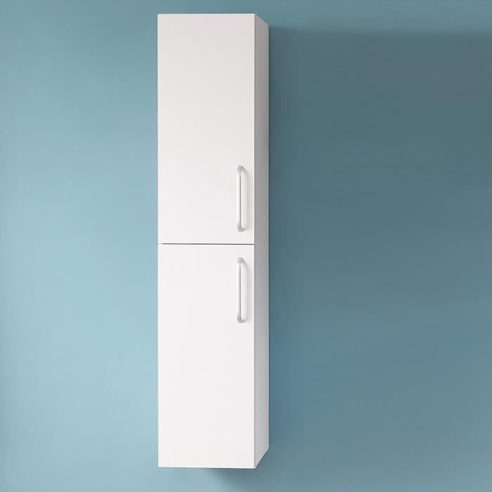 Set da bagno con lavabo singolo da 60 cm, 5 pezzi, 2 ante, colore: bianco