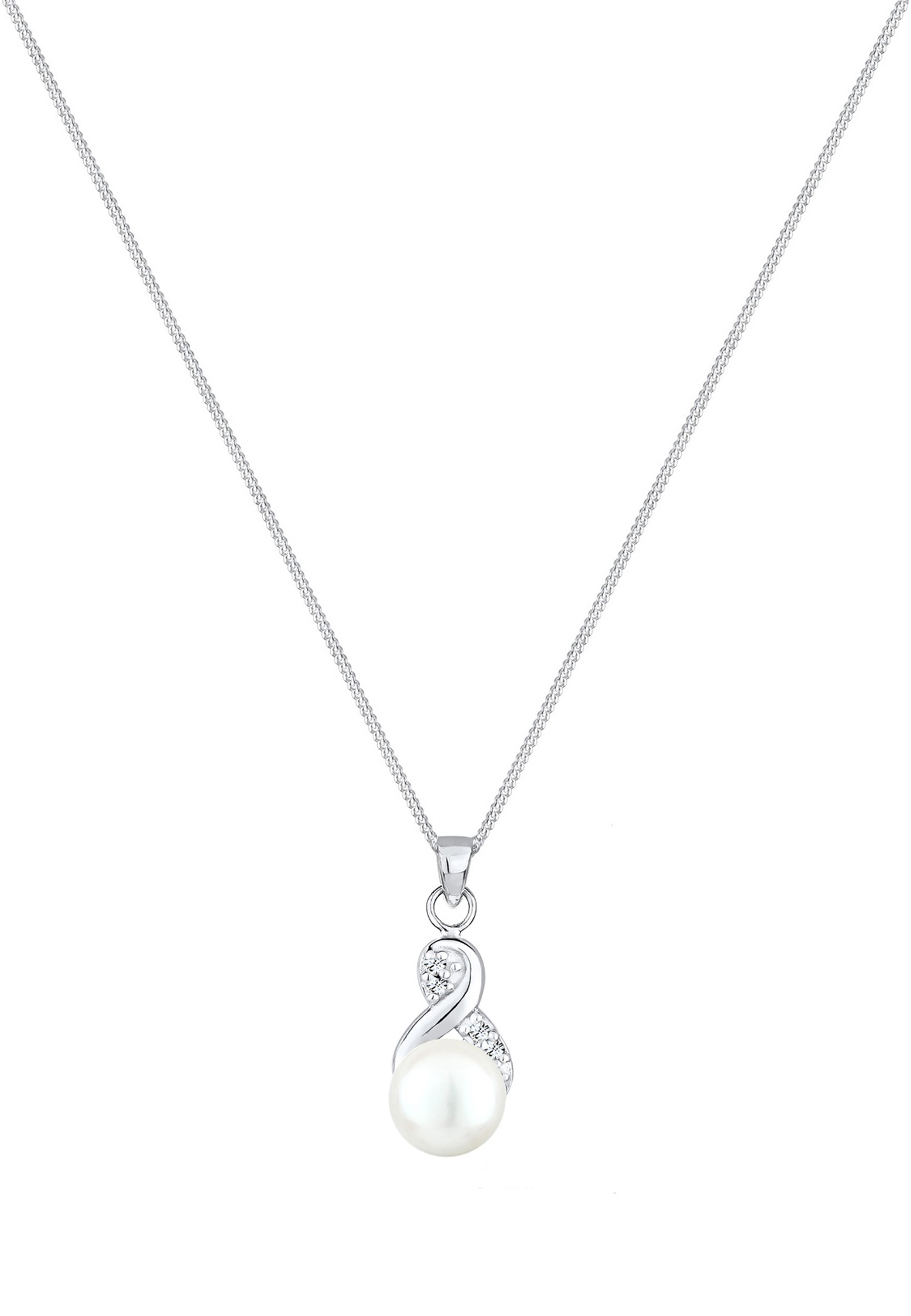 Elli Femmes Pendentif Infinité Elégant avec Perle de Culture d'Eau Douce et Cristaux en Argent Sterling 925