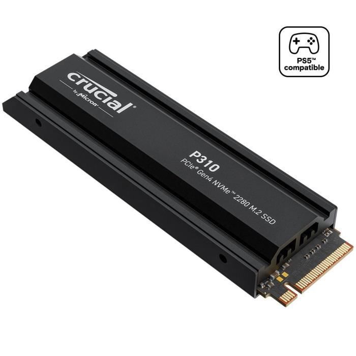 CRUCIAL - P310 - SSD interne - 4 To - PCIe Gen4 NVMe M.2 - Avec dissipateur - Vitesse lecture Jusqu'à 7100 Mo/s - CT4000P310SSD5