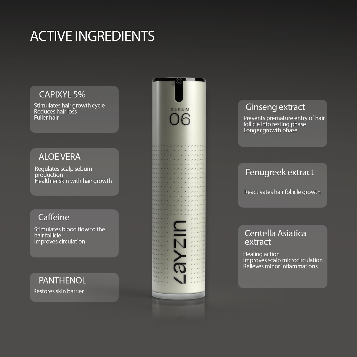 LAYZIN Sérum Capillaire SERUM 06 – Sérum de croissance capillaire pour favoriser la pousse des cheveux et lutter contre la chute des cheveux – 50 ml