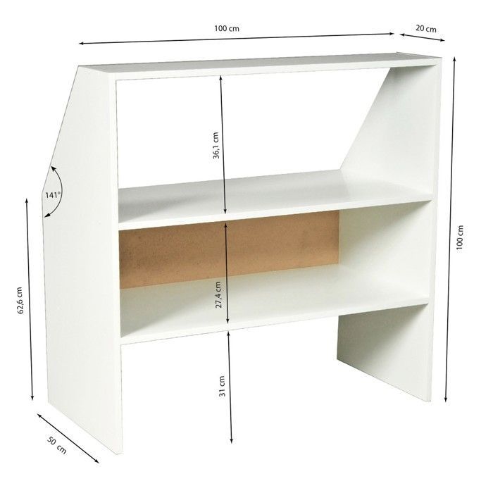 Meuble de rangement sous pente ALIX, H. 100 x L. 100 x P. 50 cm, Blanc