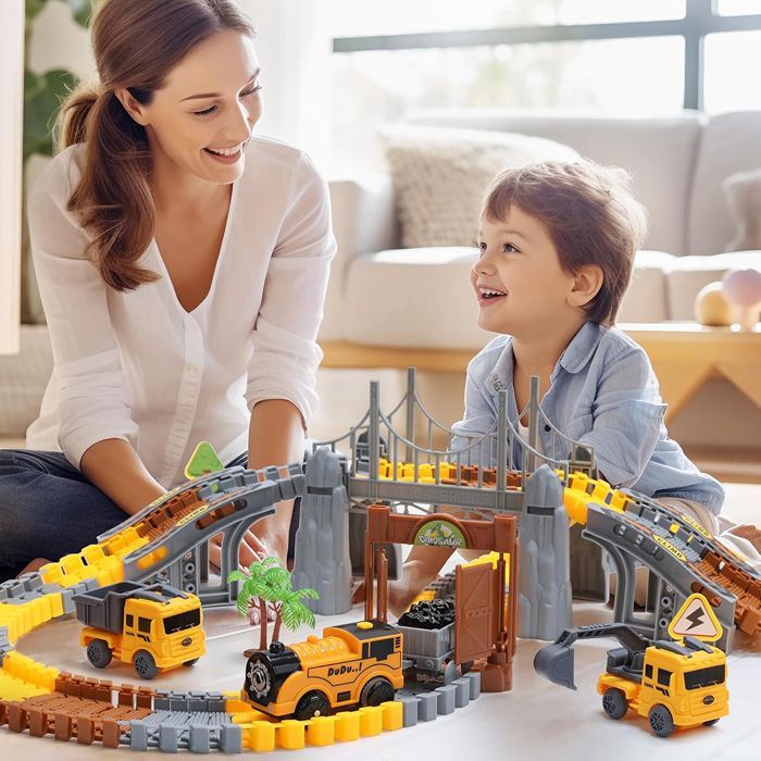 Circuito de carreras infantil, set de ingeniería MARSEE con pistas flexibles, para niños y niñas de 3 a 6 años (178 piezas)