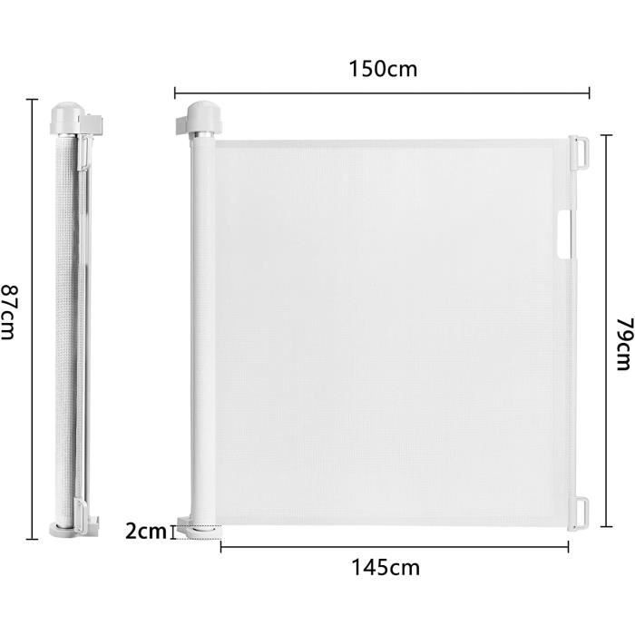 Barrera de seguridad extensible para escaleras YUENFONG de 0 a 150 cm - Para bebés y mascotas, color blanco
