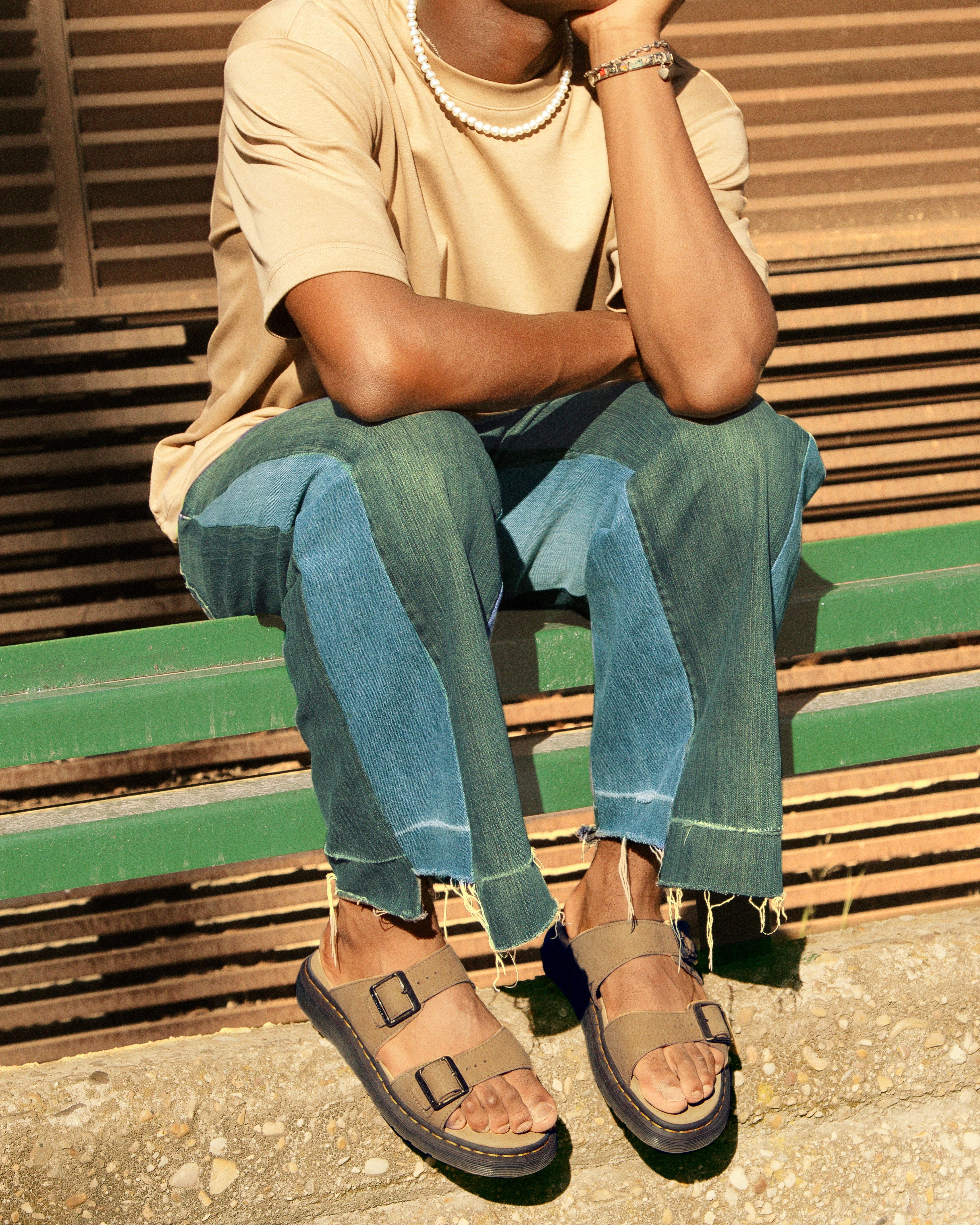 Josef Nubuck Leather Buckle Slide Sandals