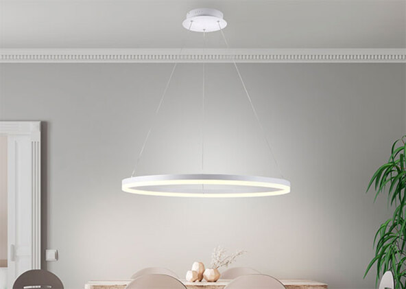 Titus LED pendant light, Ø 80 cm, white