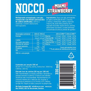 Nocco Energiajuoma BCAA Miami Mansikanmaku 330 ml