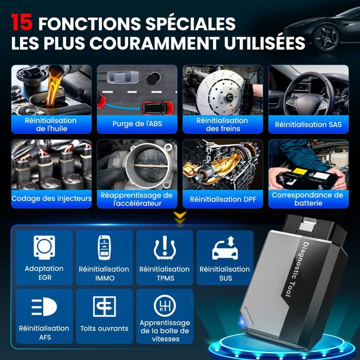 KINGBOLEN Ediag Elite OBD2 Diagnostic Français, Valise Diagnostic Auto avec Test Actif,Mise à Jour Gratuite à Vie