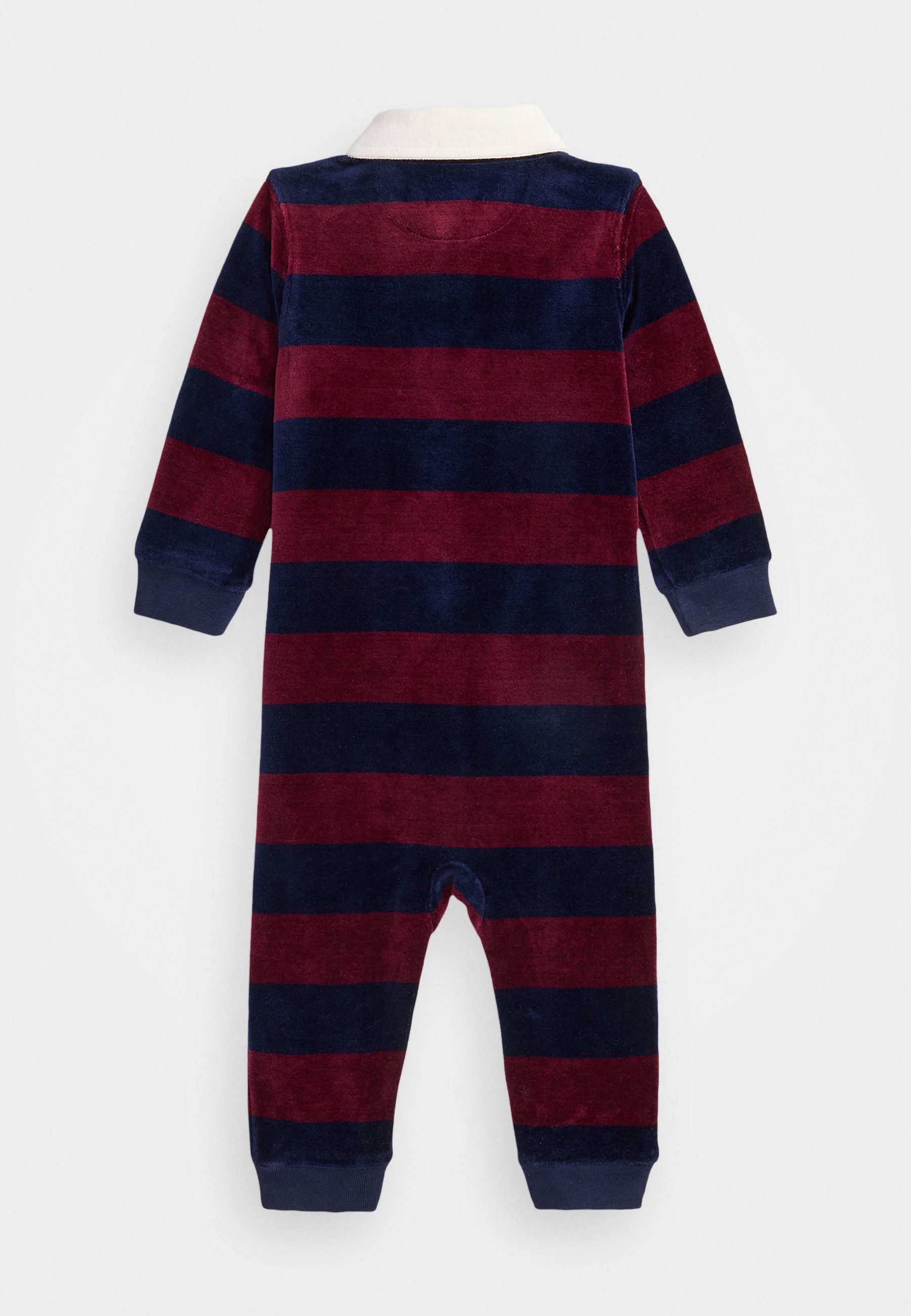 Polo Ralph Lauren dryžuotas veliūrinis regbio kombinezonas - kombinezonas - klasikinio vyno spalvos / rafinuoto tamsiai mėlyno