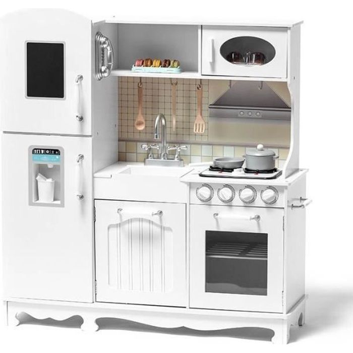Cocina de madera para niños - 95x32x103cm - Blanca