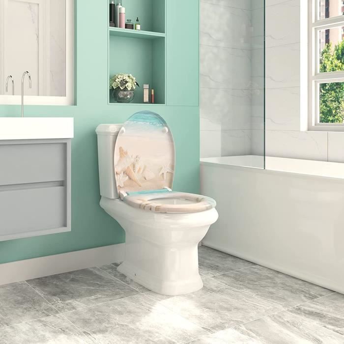 Asiento de inodoro antibacteriano WOLTU, tapa de inodoro de cierre suave para asiento de inodoro con urea-formaldehído, cierre lento.