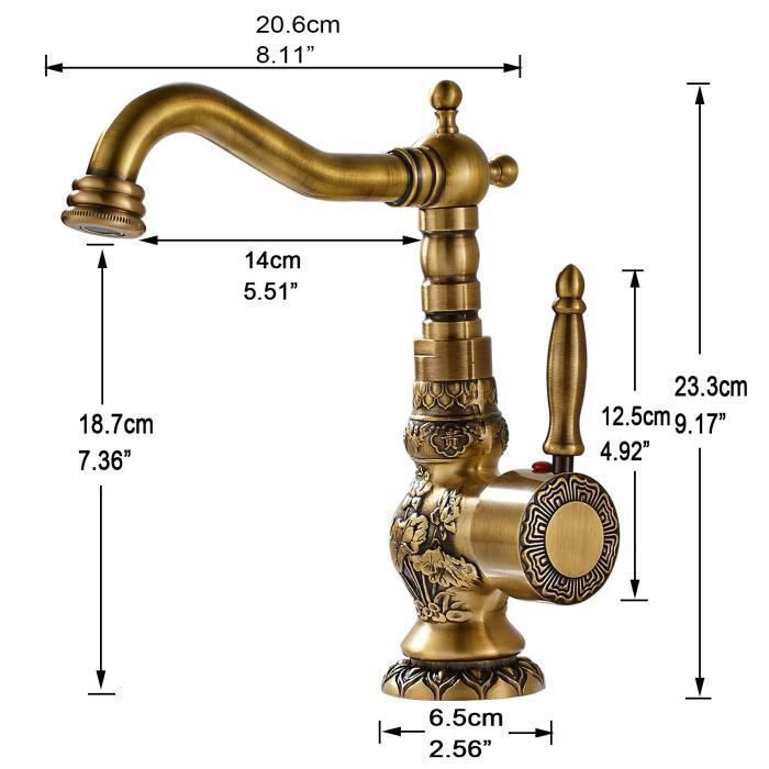 Retro Bathroom Sink Faucet with 360° Swivel Spout, High-Arc Mixer Tap, Brass Bathroom and Kitchen Sink Mixer Tap