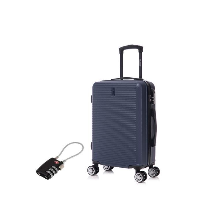 Valigia da cabina 55x35x25cm | Valigia da weekend CELIMS | ABS | Lucchetto | 4 ruote a 360° | Blu navy