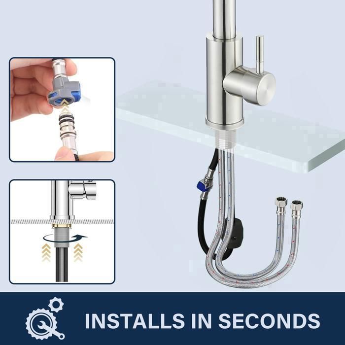 Kitchen Faucet - Kitchen Mixer Tap - 360° Swivel - with Pull-Out Spray Head - 2 Spray Patterns - Nickel