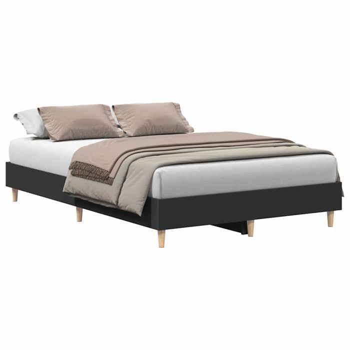 Estructura de cama de madera de ingeniería - vidaXL - 120x190 cm - Negra - Base de listones - Patas robustas - 193x123x25 cm