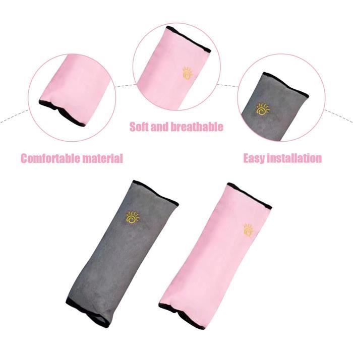 Set di 2 protezioni per cinture di sicurezza per bambini - Cuscino rimovibile per cintura di sicurezza auto - Adatto per l'uso (rosa +