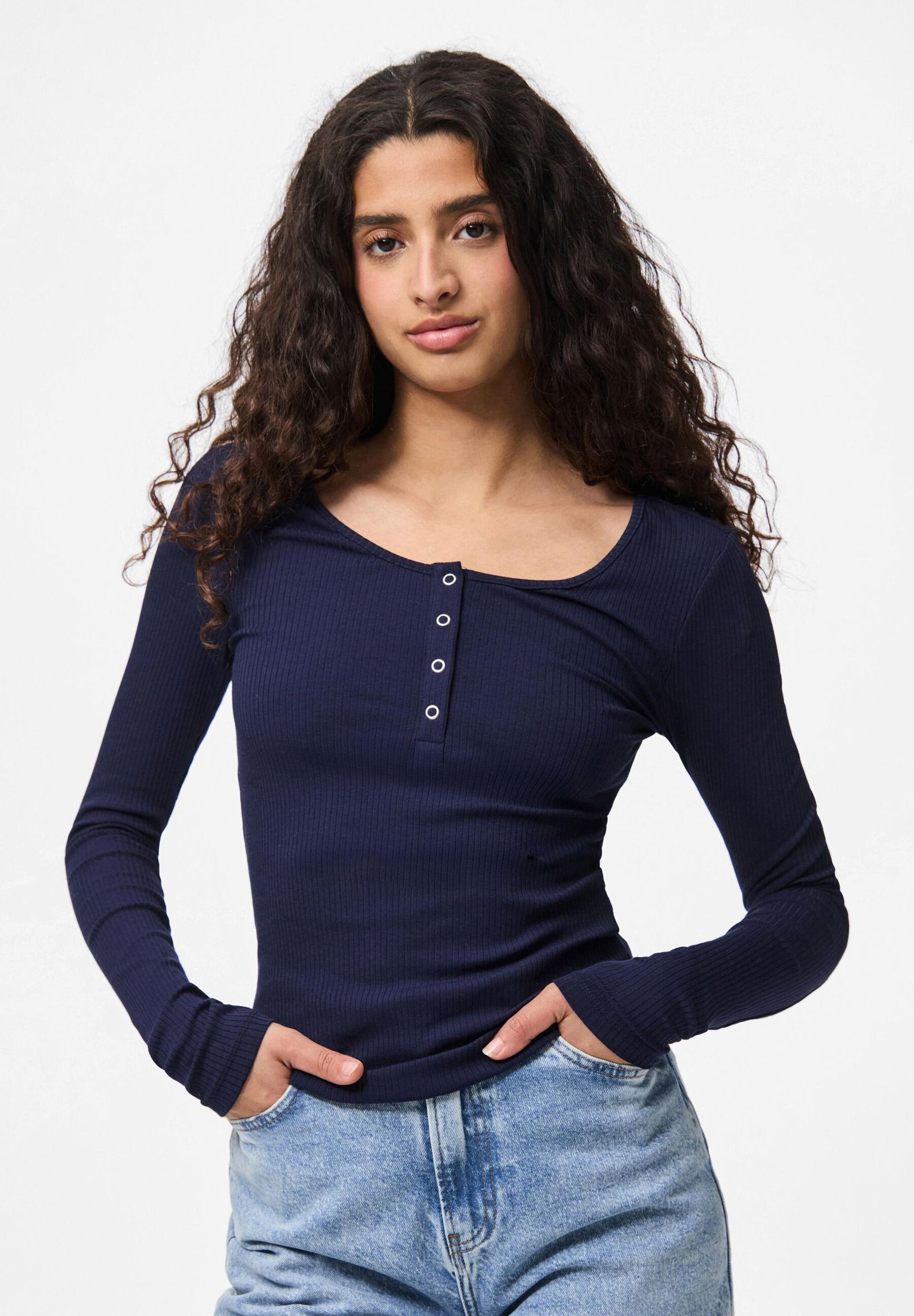 Pieces PCKITTE LS JRS NOOS BC - Top met lange mouwen - marineblauw