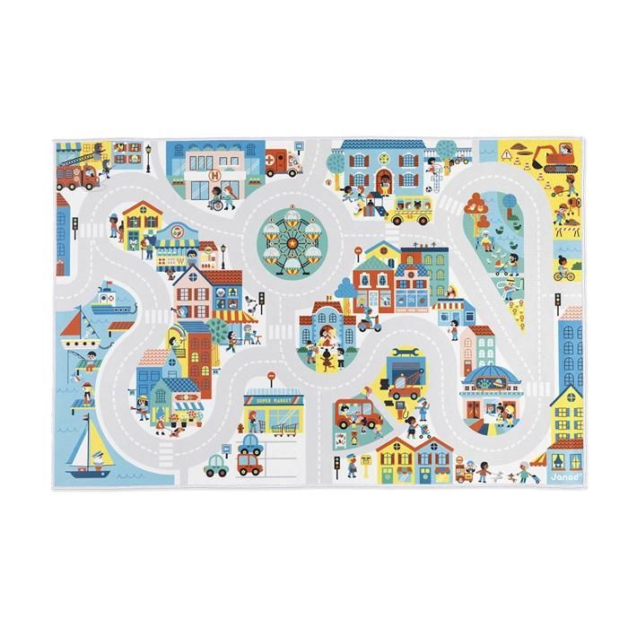 Tapis de jeu - JANOD - Circuit Ville - Antidérapant - 120 x 78 cm - Pour enfants dès 2 ans