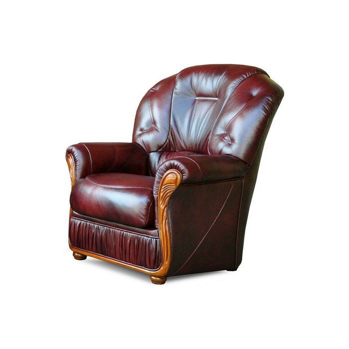 Divano e poltrona DAPHNE a 3 posti, 100% pelle di bufalo color bordeaux.