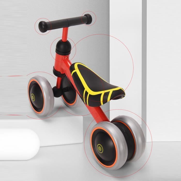 QIAN loopfiets met 4 wielen zonder pedalen - Rood - 10-36 maanden - 50x18x38cm