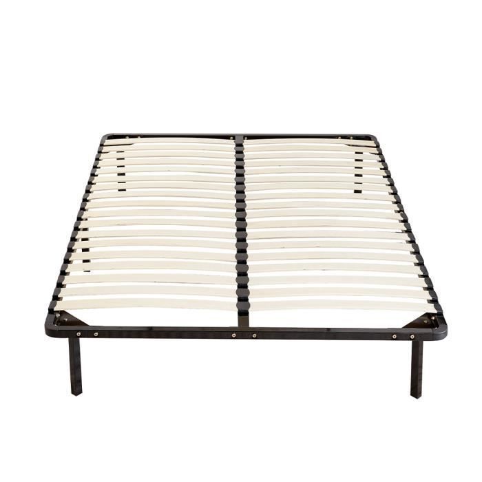 Base de cama de láminas STANEW con patas - 7 patas incluidas - Cama (140 x 190 cm)