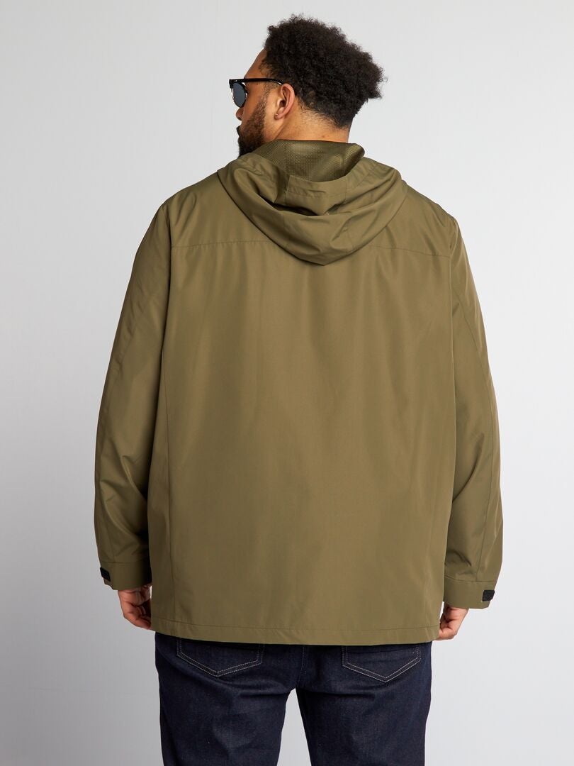 Krótka parka z kapturem - KHAKI