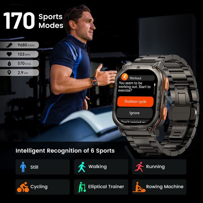 KOSPET M3 Ultra Montre Connectée homme Montre Sport GPS 40+ jours 50m Etanche Tracker Sommeil Répondre/appeler - 2 Bandes - Noir
