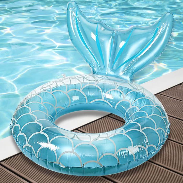 Inflatable buoys, pool floats, buoys for children and adults, transparent mermaid tail shaped buoys, 110 cm